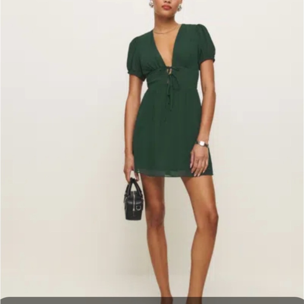 Reformation Grady Mini Dress in Forest Size 4